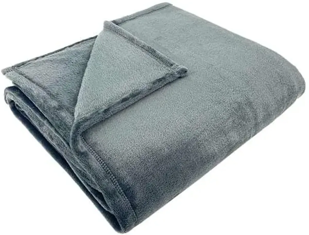 Dark Grey Plush Bed Blanket, Twin