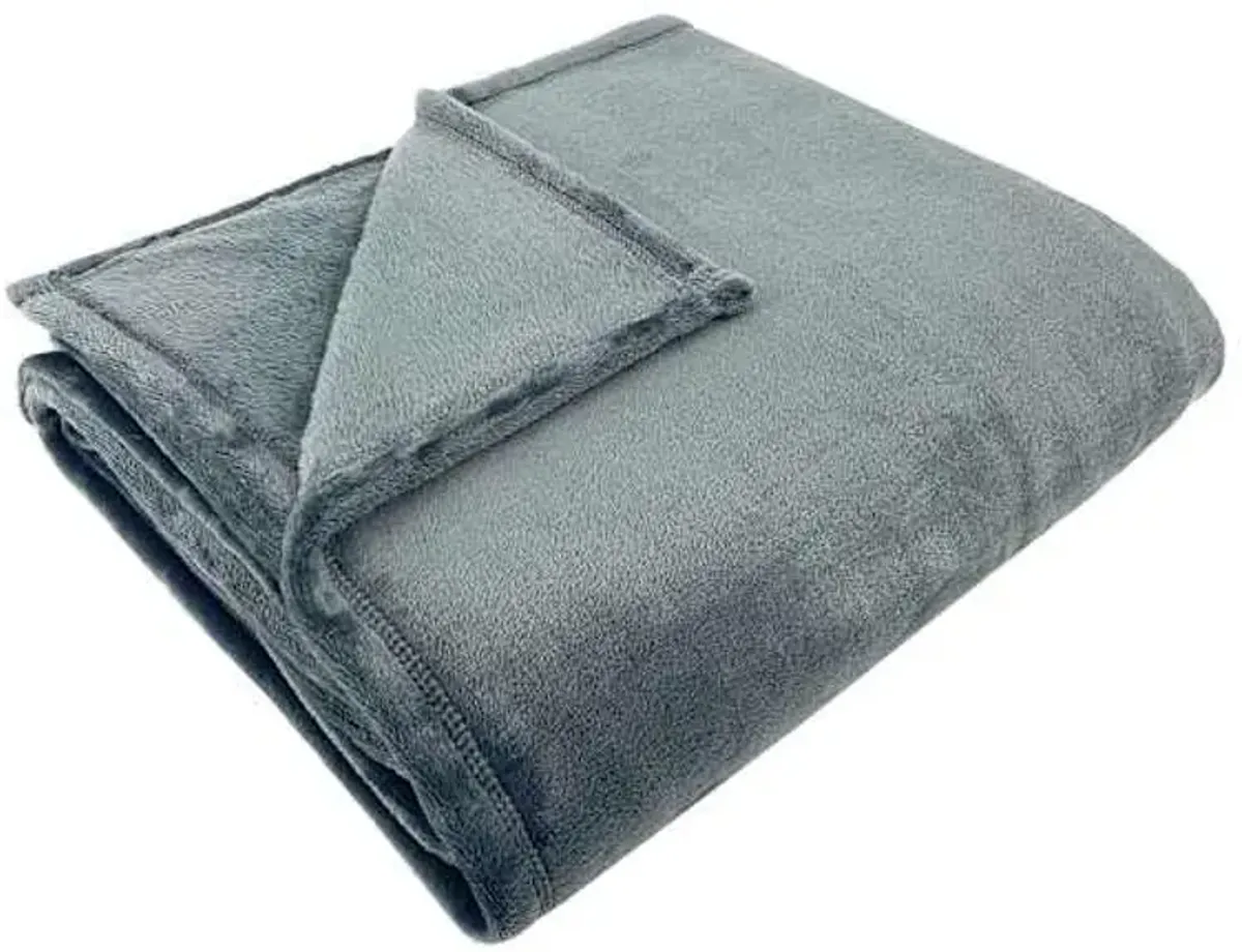 Dark Grey Plush Bed Blanket, Full/Queen