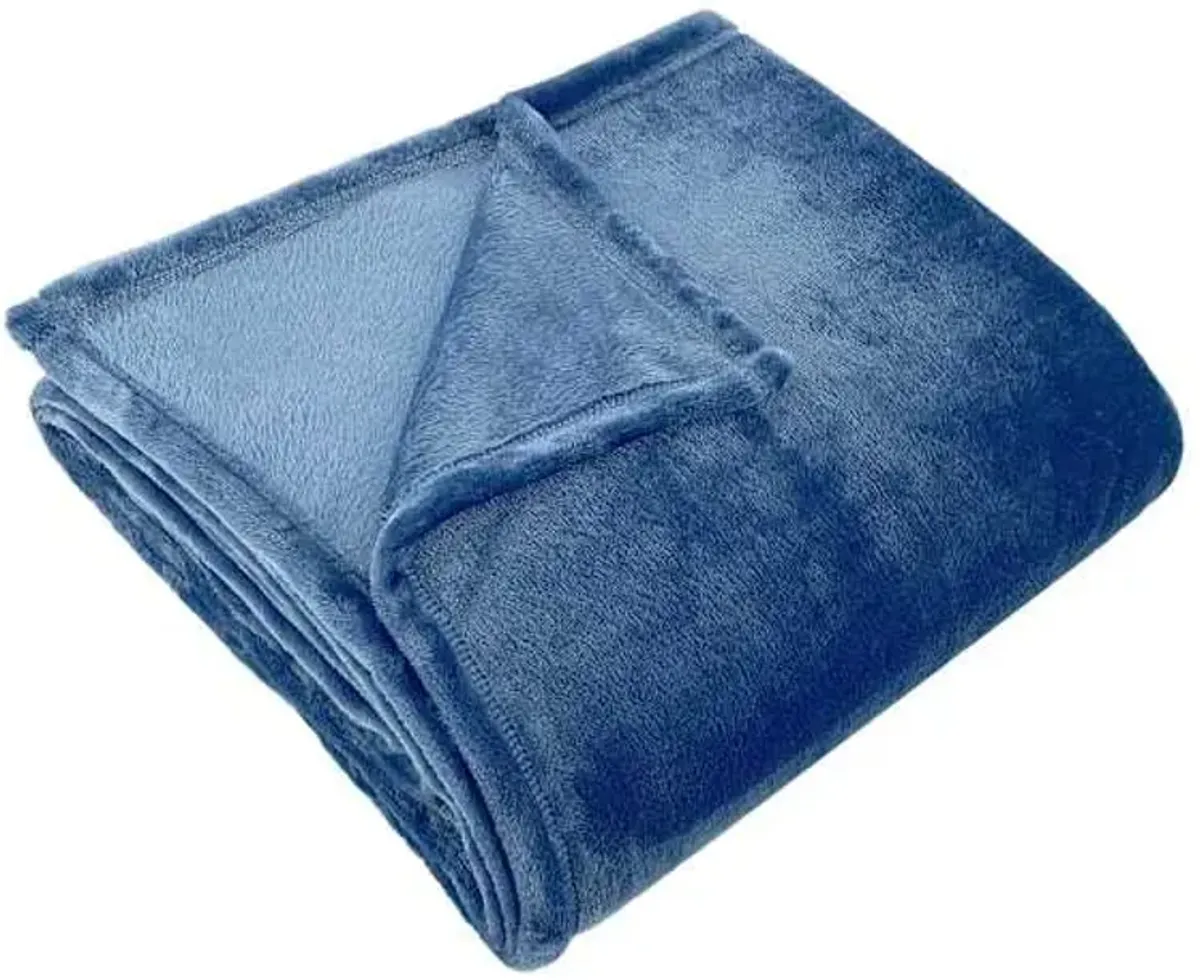 Navy Blue Plush Bed Blanket, King