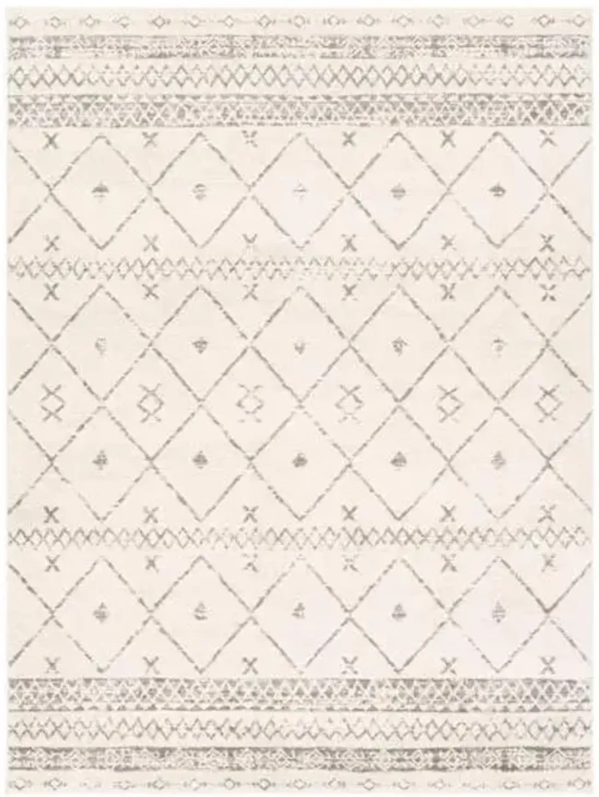 (D483) Found & Fable Roma Ivory Diamond Design Area Rug, 5x7