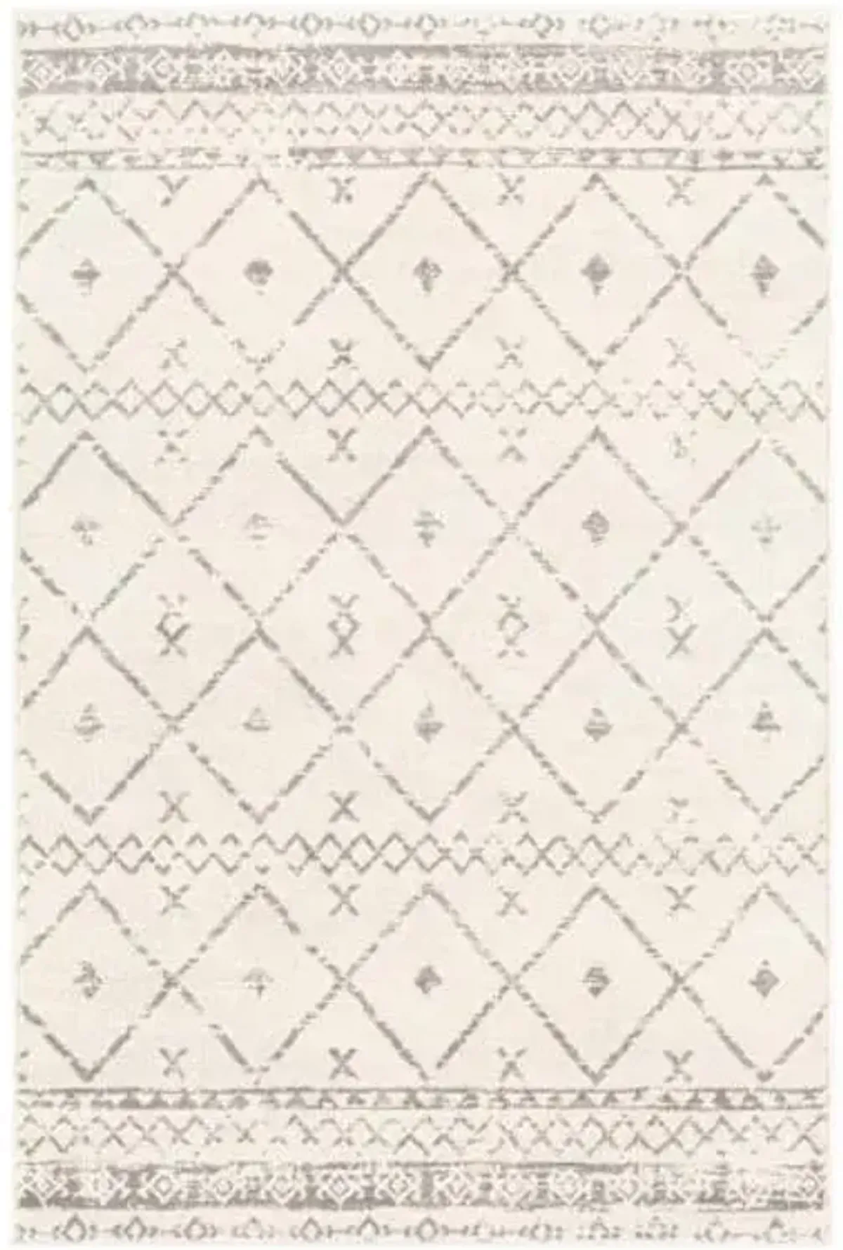 (D483) Found & Fable Roma Ivory Diamond Design Accent Rug, 3x5