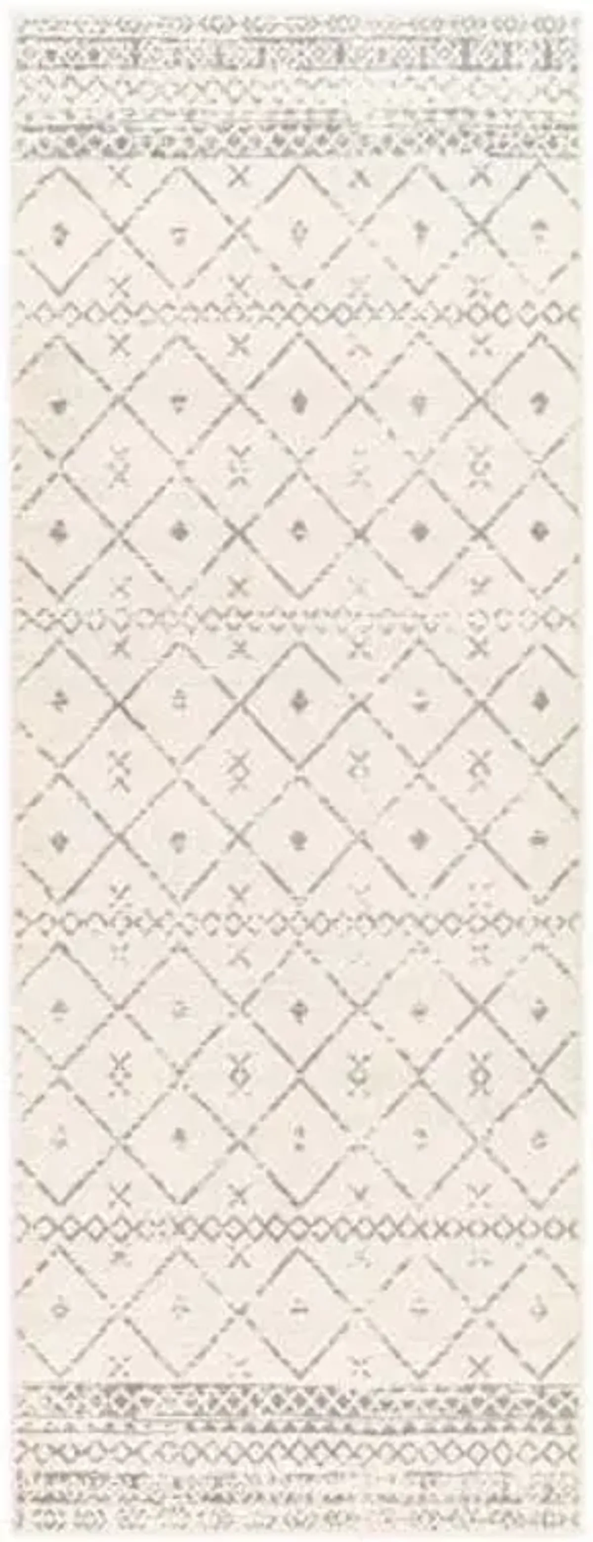(D483) Found & Fable Roma Ivory Diamond Design Runner, 2x7