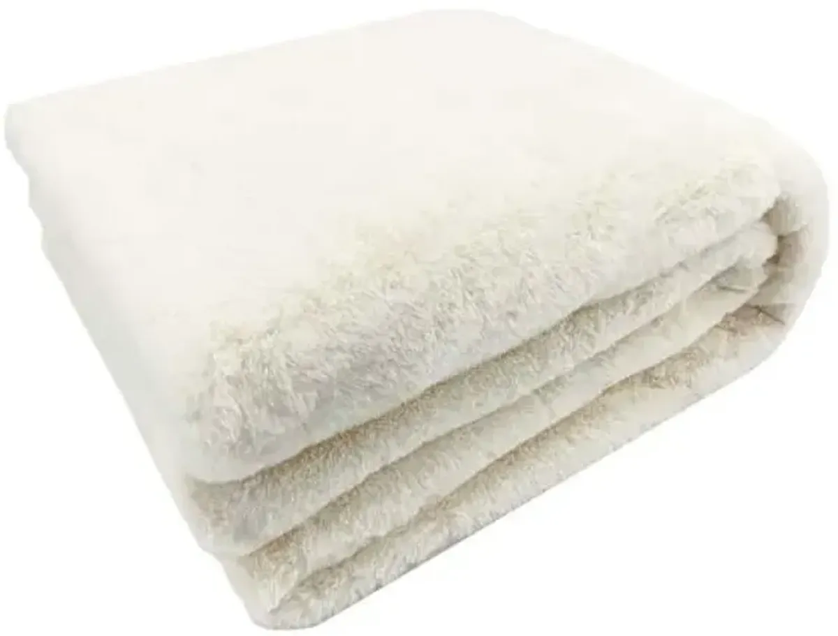 Ivory Faux Fur Throw Blanket, 50x60