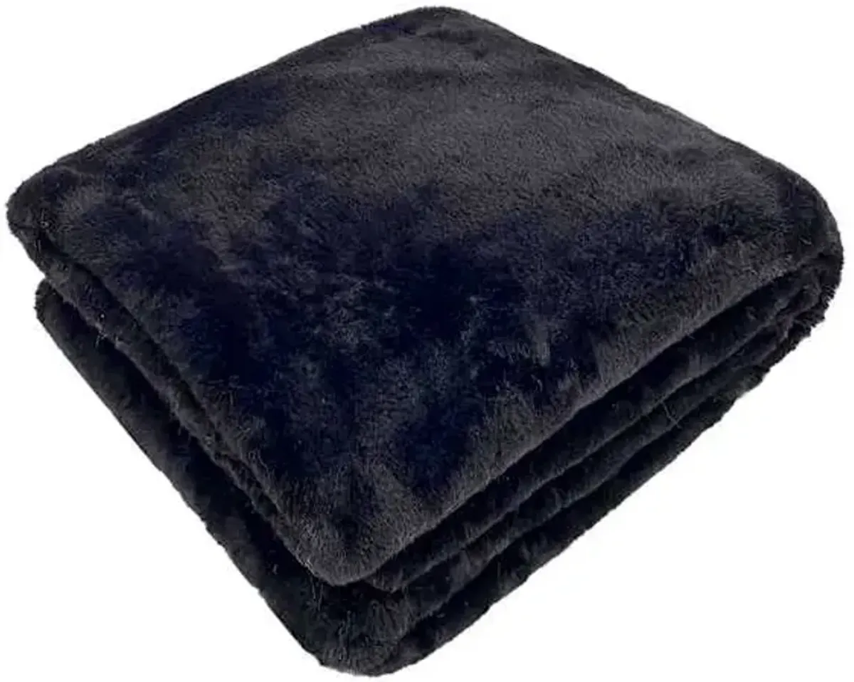 Black Faux Fur Throw Blanket, 50x60