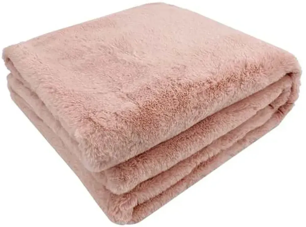 Pink Faux Fur Throw, 50x60
