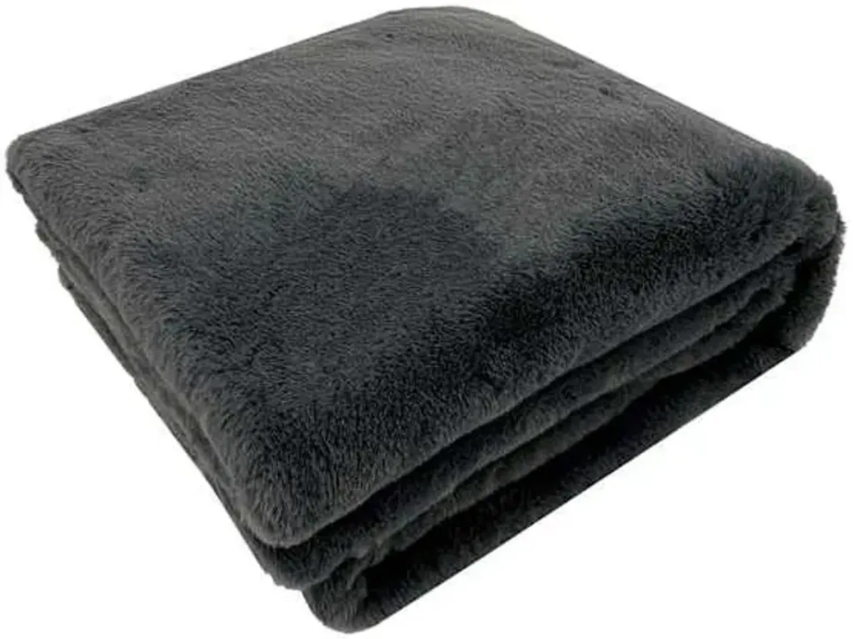 Grey Faux Fur Throw Blanket, 50x60