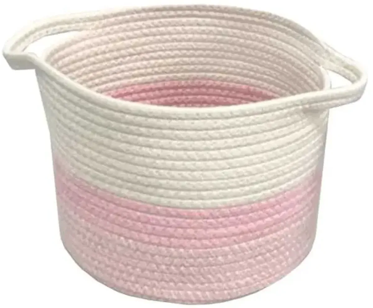 Tiny Dreamers Princess White & Pink Striped Cotton Rope Storage Basket, Large