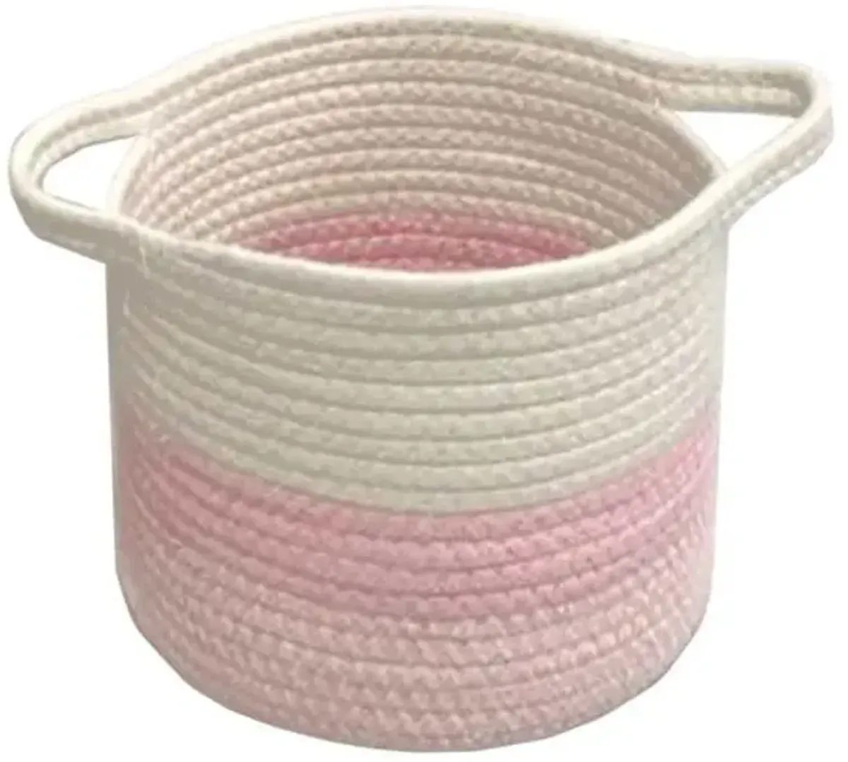 Tiny Dreamers Princess White & Pink Striped Cotton Rope Storage Basket, Medium