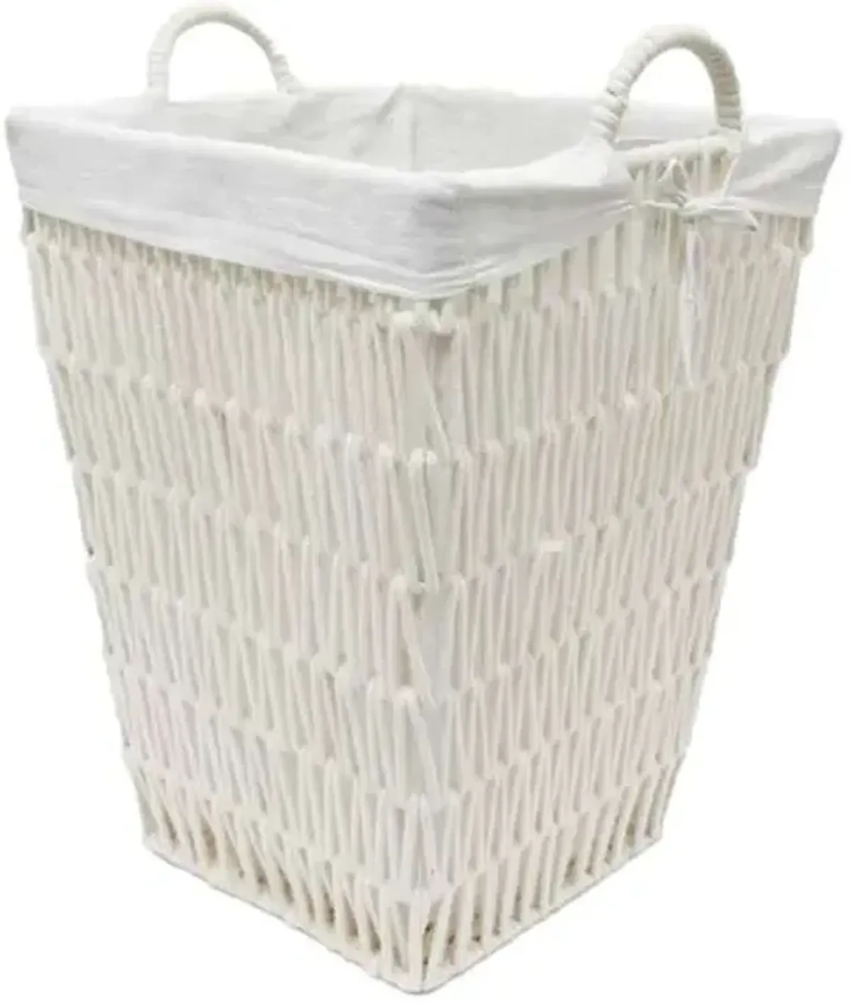 Cotton Rope Laundry Hamper with Removable Liner, White