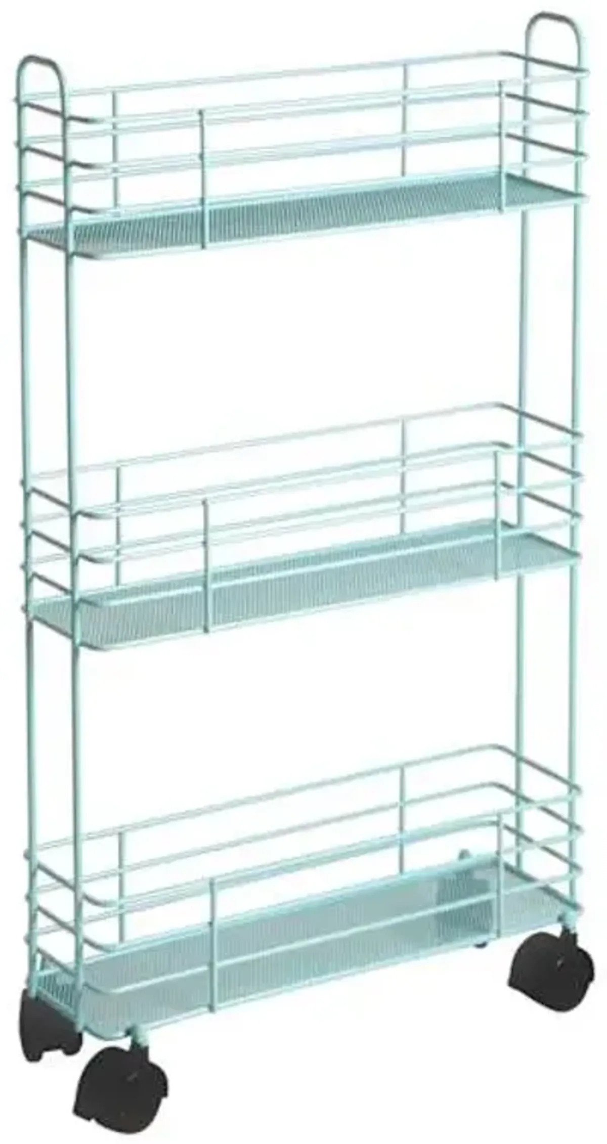 3-Tier Slim Metal Mesh Rolling Storage Cart, Eggshell Blue