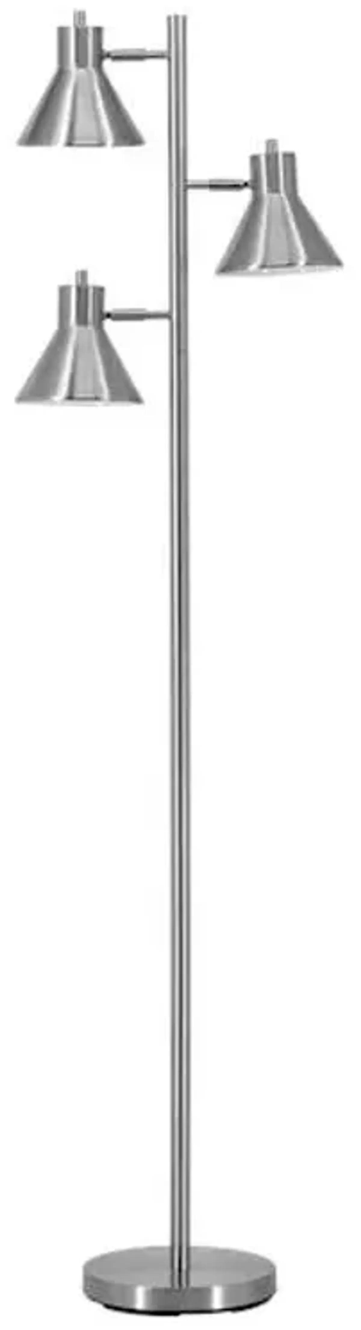 Silver 3-Light Floor Lamp with Metal Shades, 64"