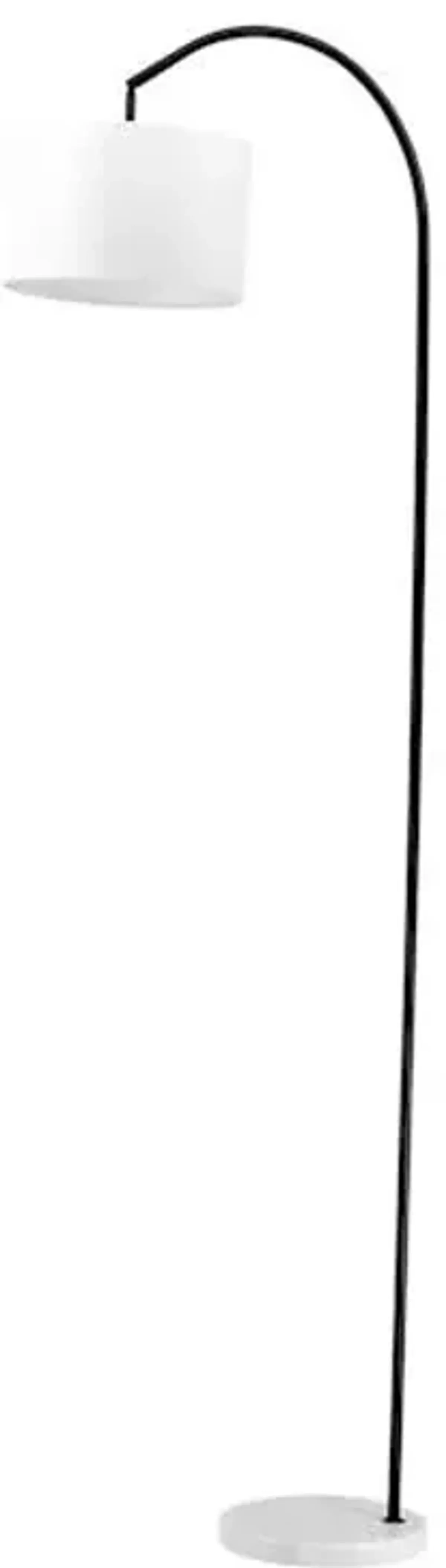 Black Arc Floor Lamp with Marble Base & White Fabric Drum Shade, 70"