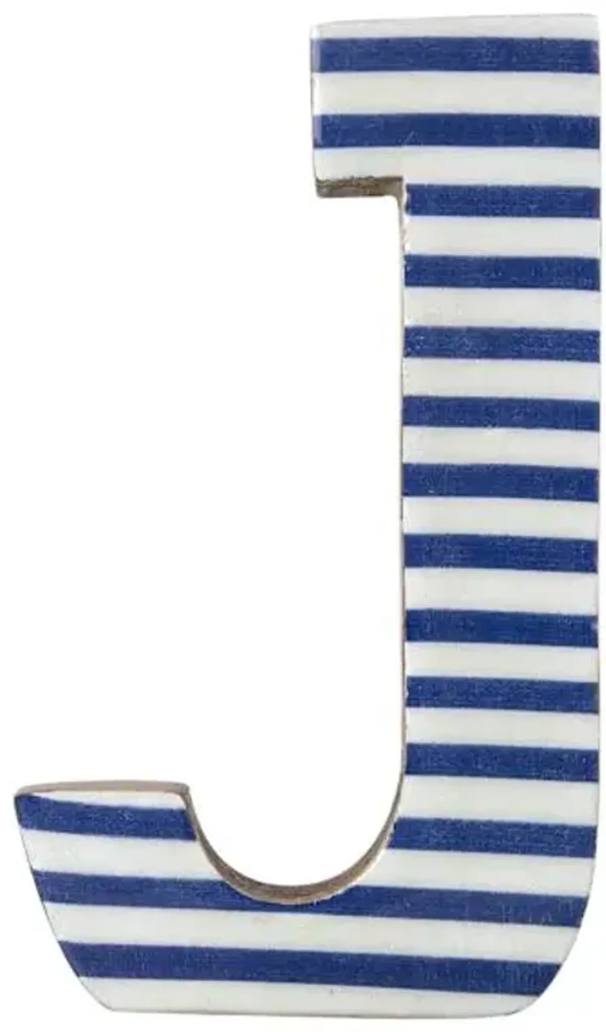 Tiny Dreamers 6" Blue Striped Wood Letter, J