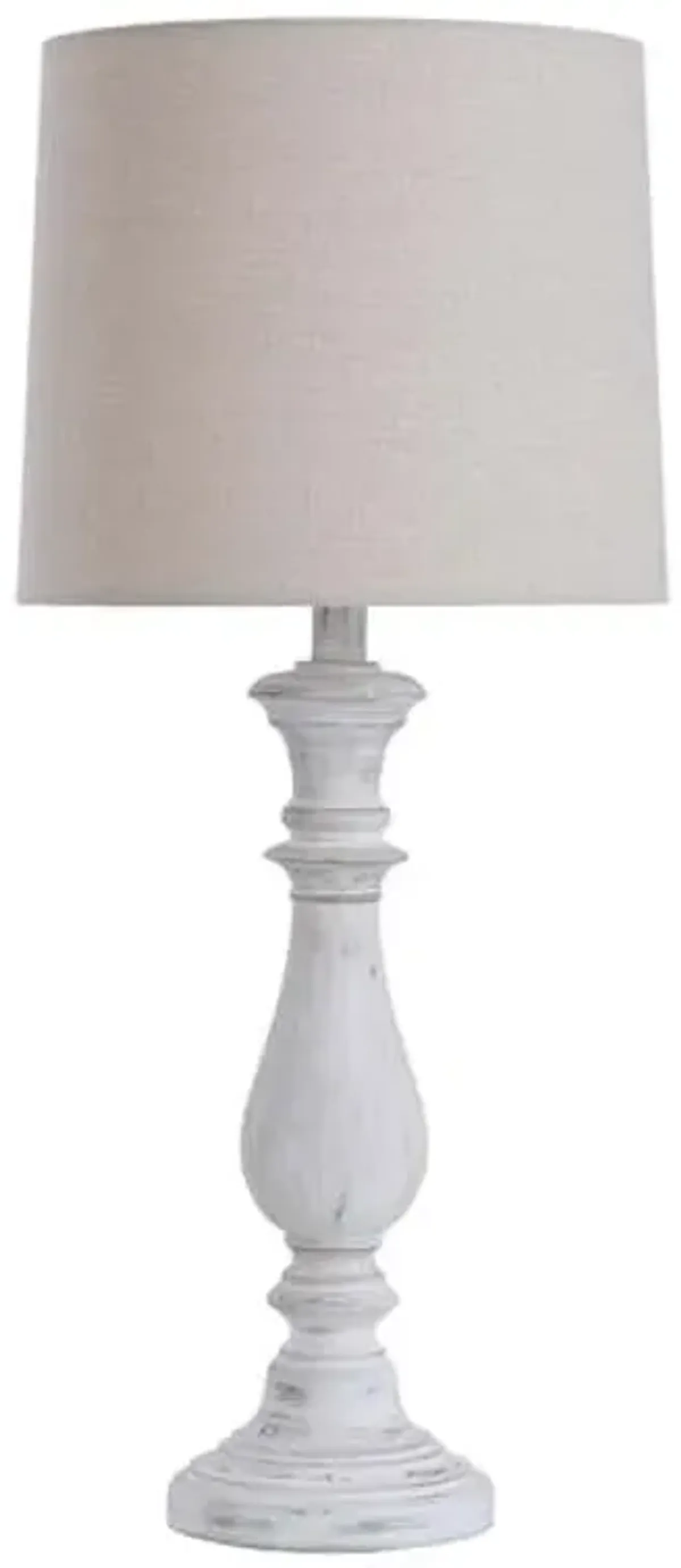 White Spindle Large Table Lamp with Shade, 28"