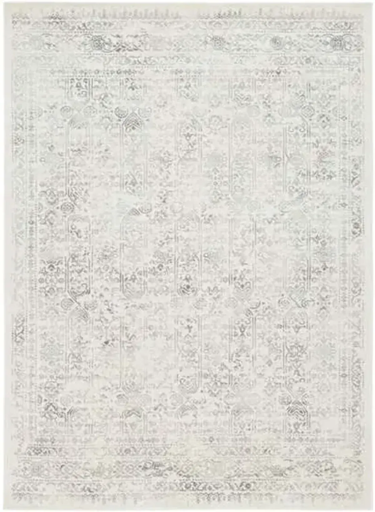 (D487) Providence Roma Ivory & Grey Medallion Area Rug, 5x7