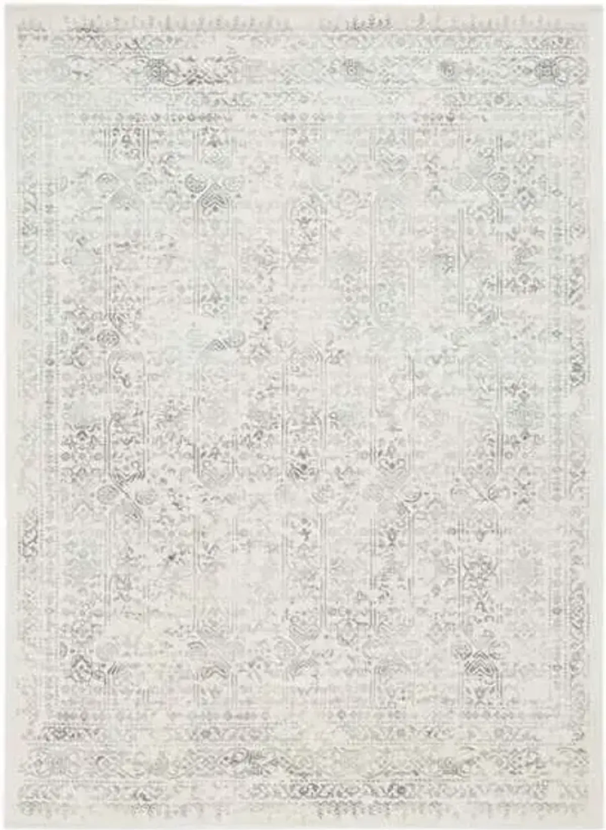 (D487) Providence Roma Ivory & Grey Medallion Accent Rug, 3x5