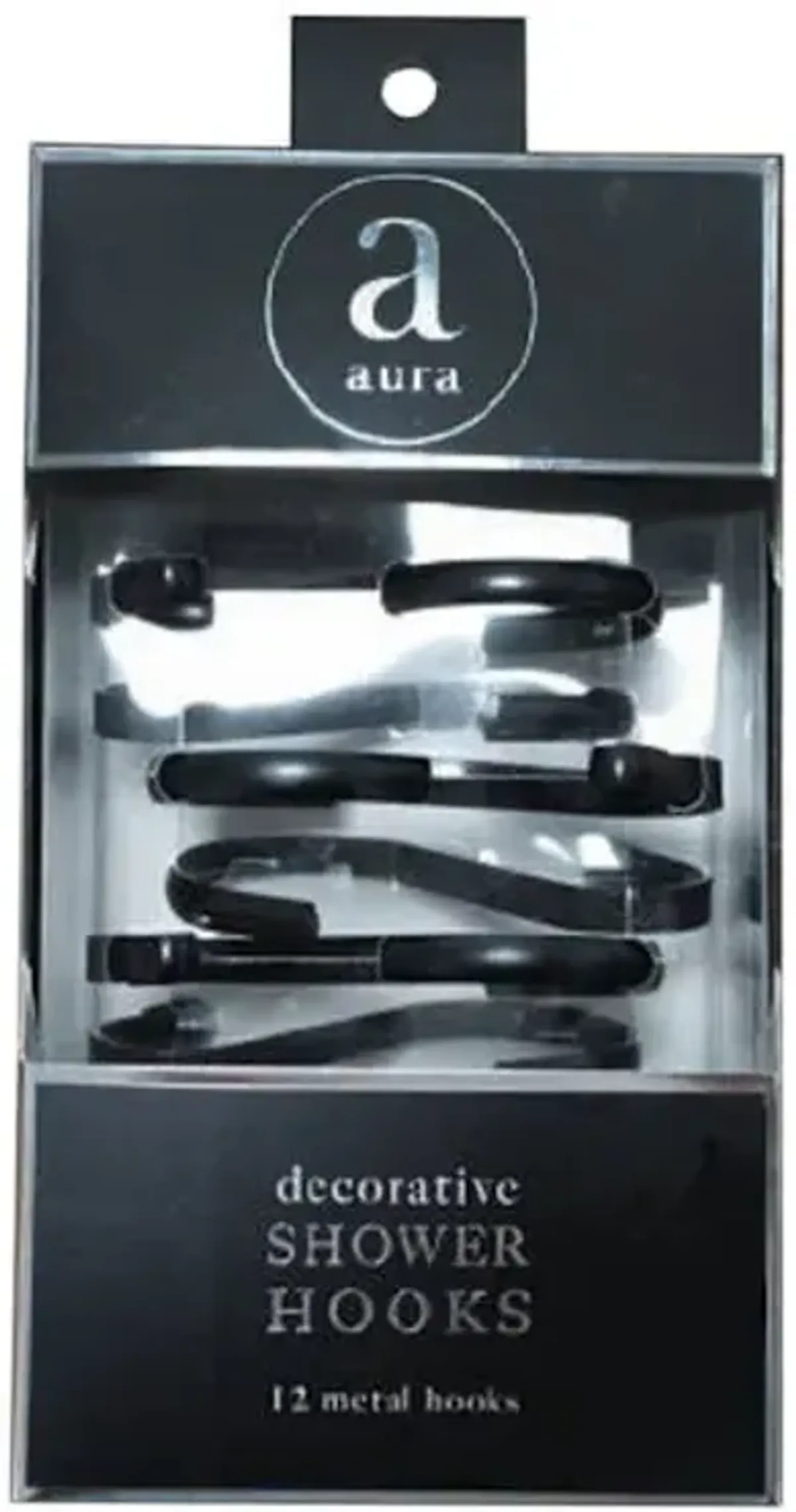 12-Piece Black S-Shaped Shower Curtain Hooks