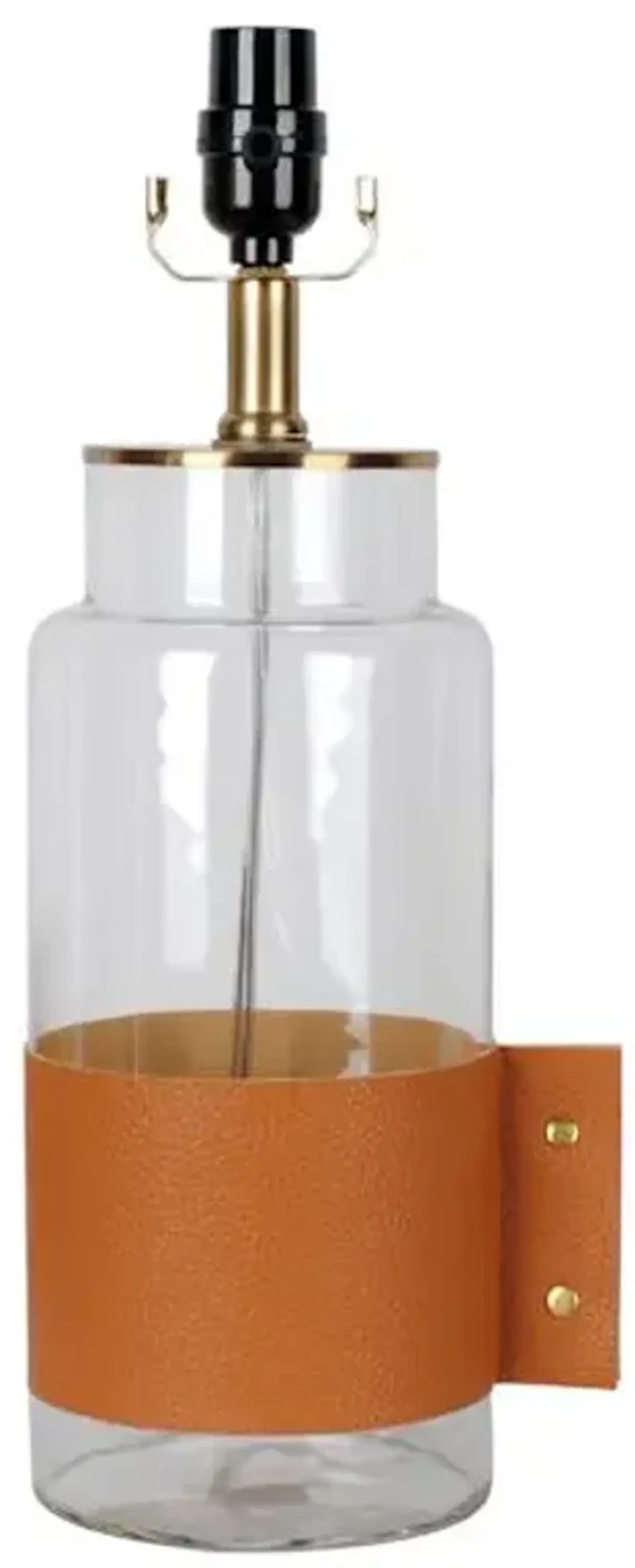 Glass Leather Wrapped Accent Lamp, 17.5"