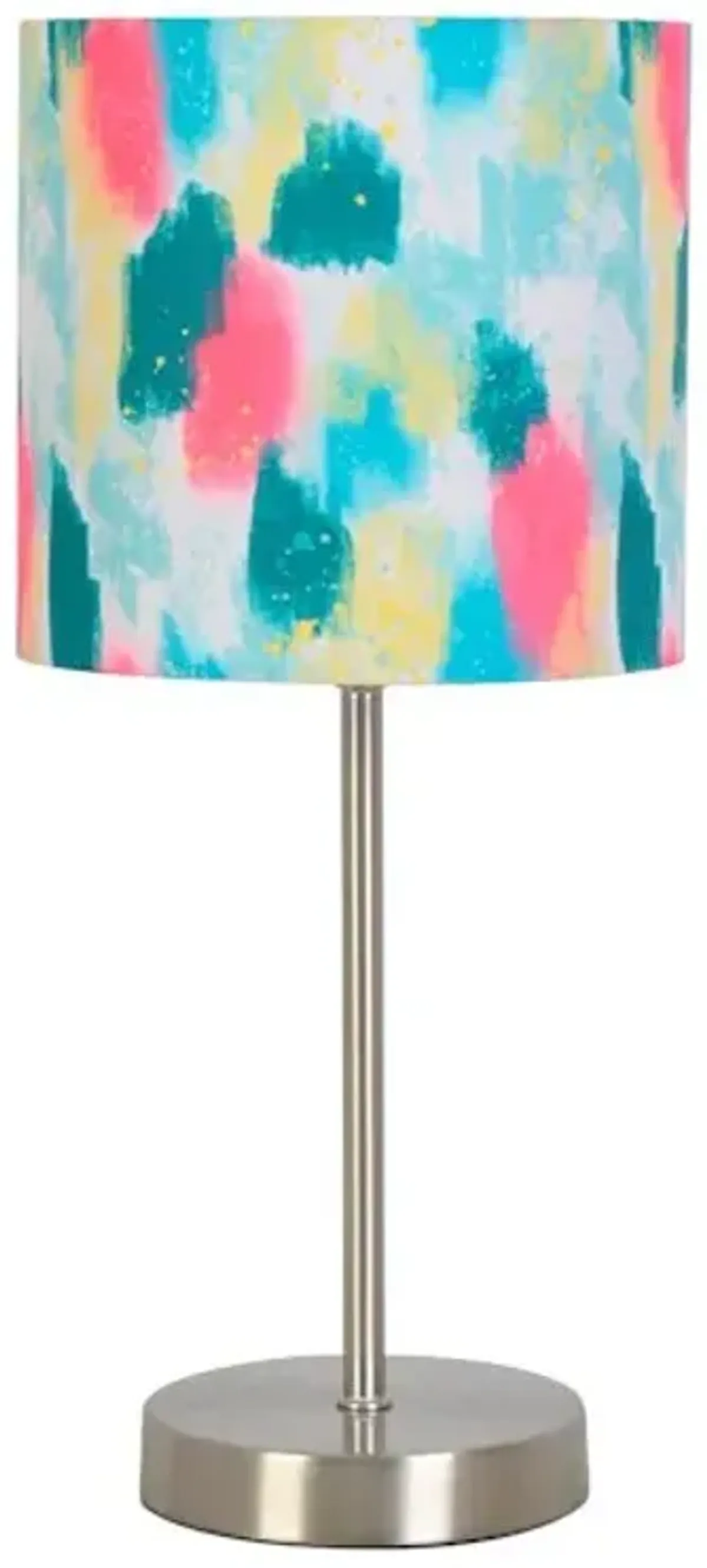 Tiny Dreamers Silver Metal Stick Accent Lamp with Colorful Shade, 15"