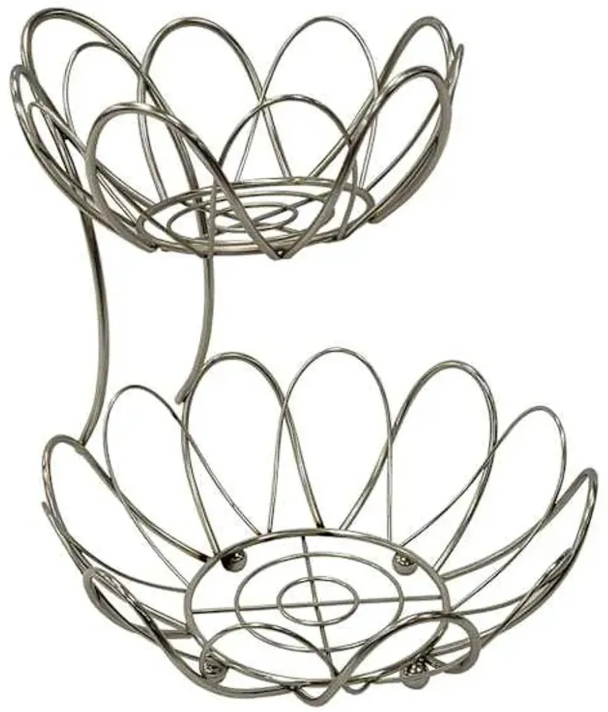 2-Tier Nickel Flower Fruit Basket