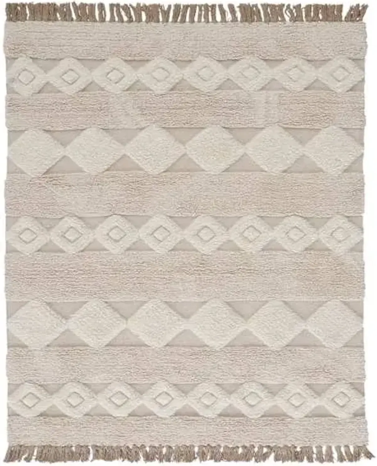 (B690) St. Marco Ivory Flatweave Diamond Design Accent Rug, 3x5