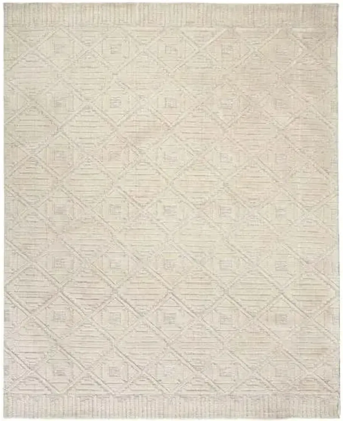 (B689) Crosby St. Sanremo Ivory Diamond Design Area Rug, 8x10