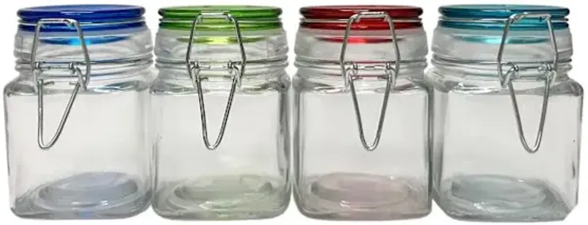 Assorted Color-Top Glass Spice Jar, 6.76oz