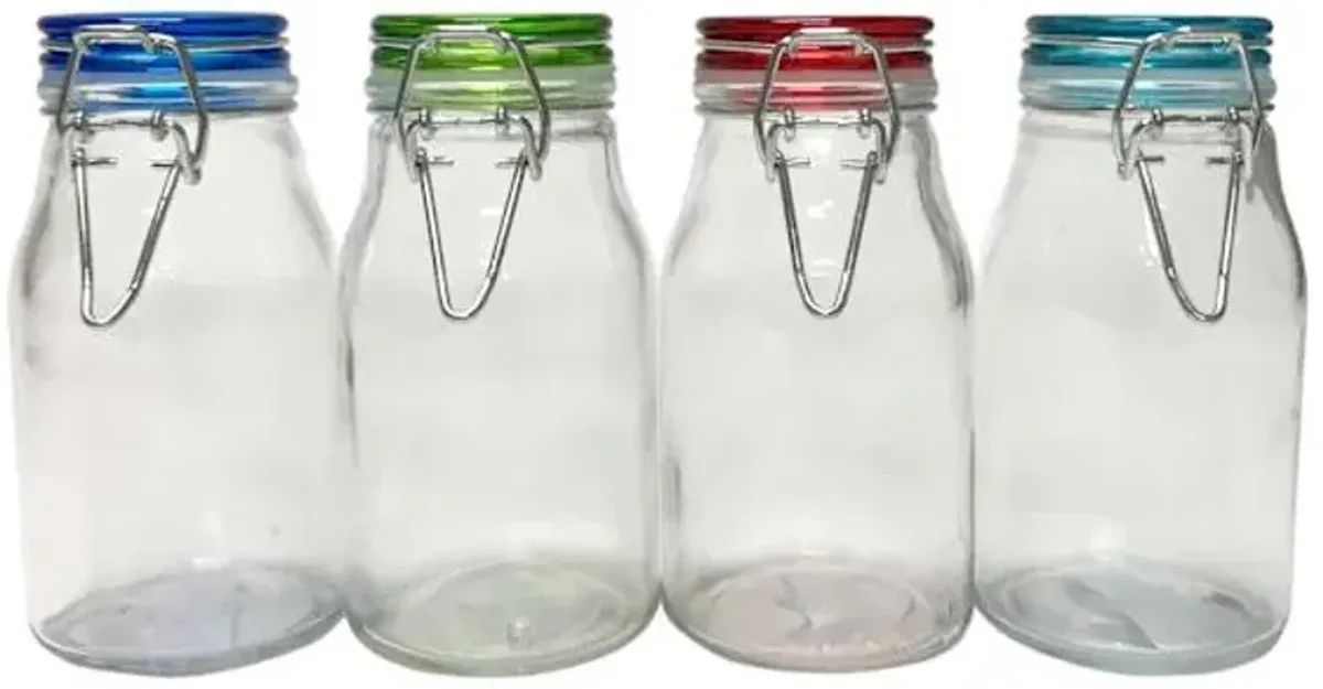 Assorted Color-Top Glass Spice Jar, 6.25oz