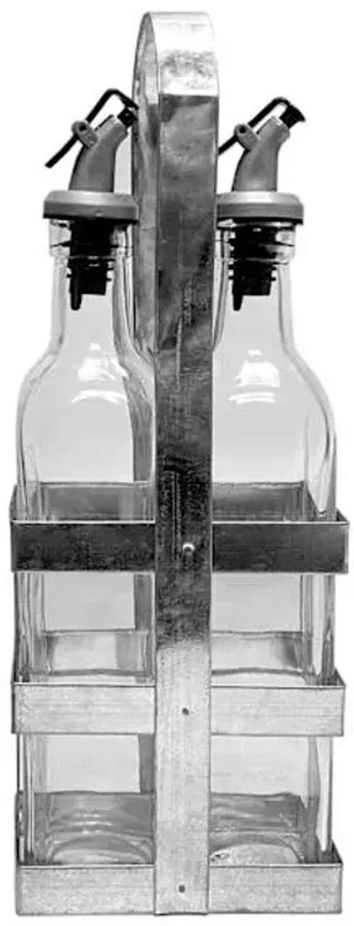 3-Piece Oil & Vinegar Set in Galvanized Metal Caddy