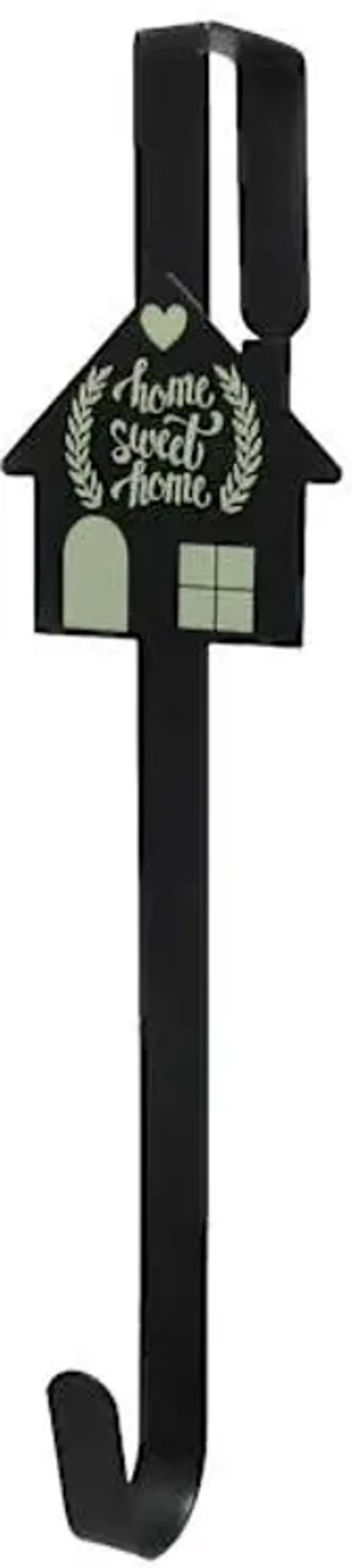 Matte Black Home Sweet Home Over the Door Wreath Hanger, 15"