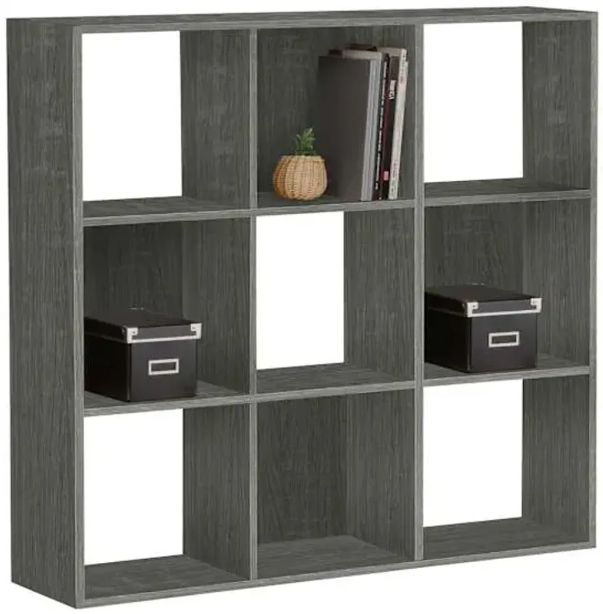 9-Cube Grey Wooden Organizer