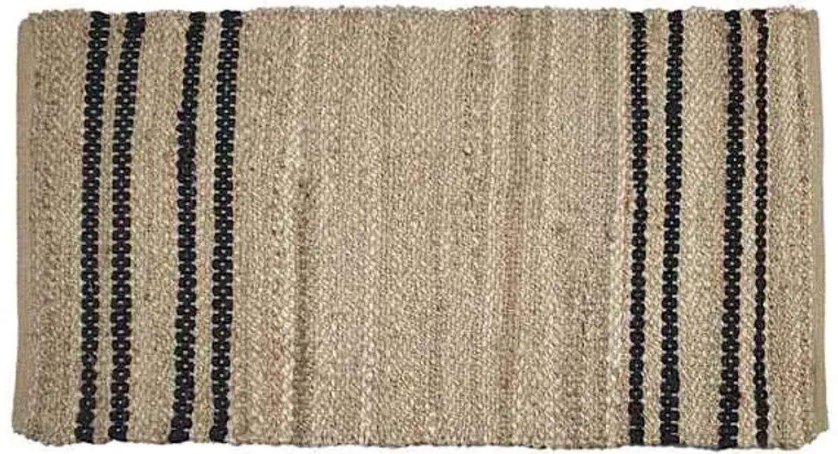 Black Striped Jute Accent Rug, 20x34