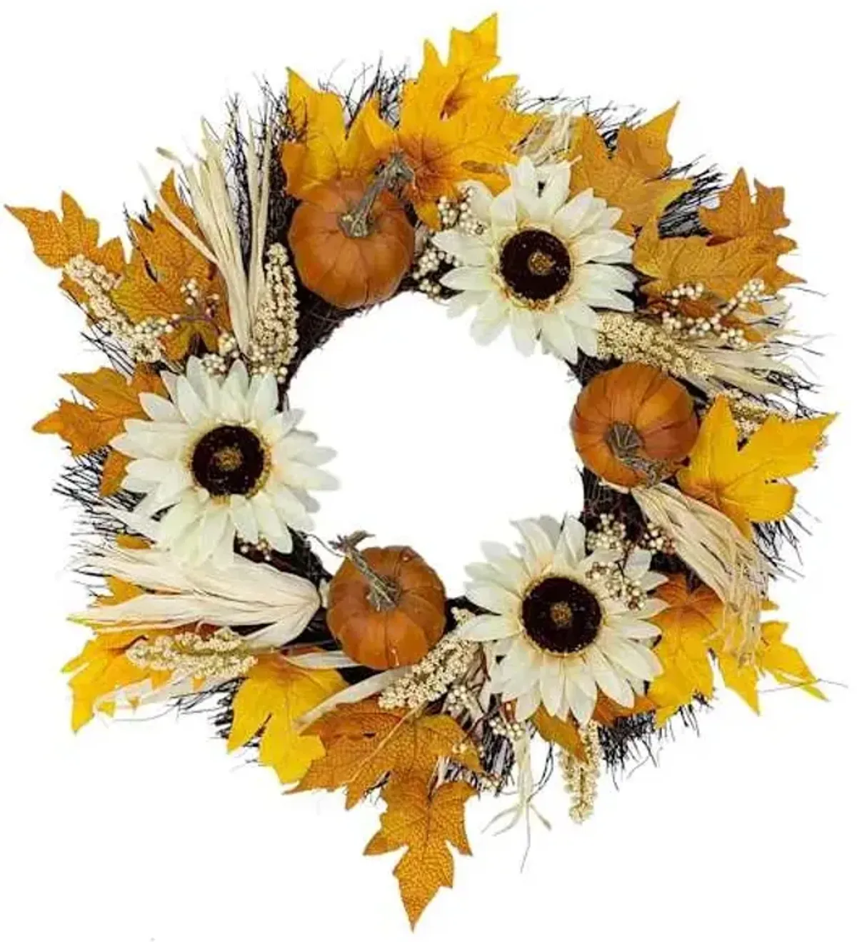 Sunflower, Berry & Pumpkin Wreath, 24"