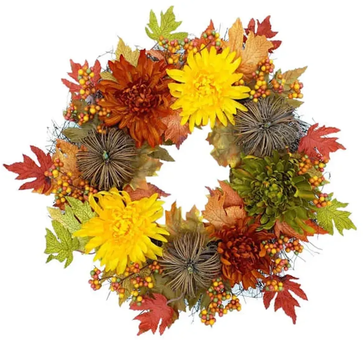 Fall Mum Wreath, 24"