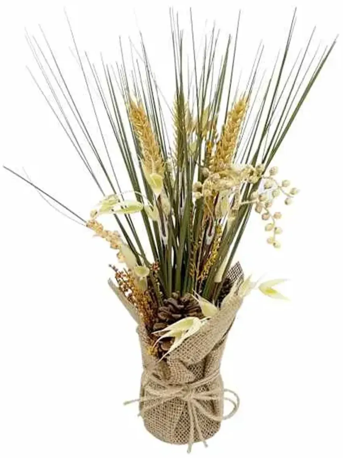 Fall Grass Arrangement in Burlap Pot, 14"