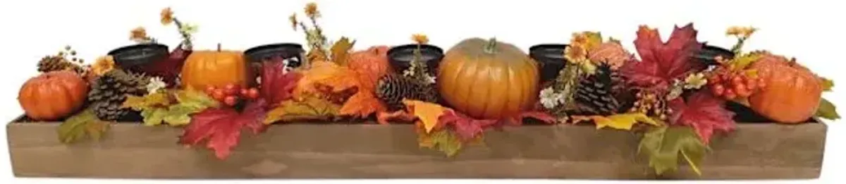 Pumpkin & Maple Leaf Candle Holder Centerpiece, 36"
