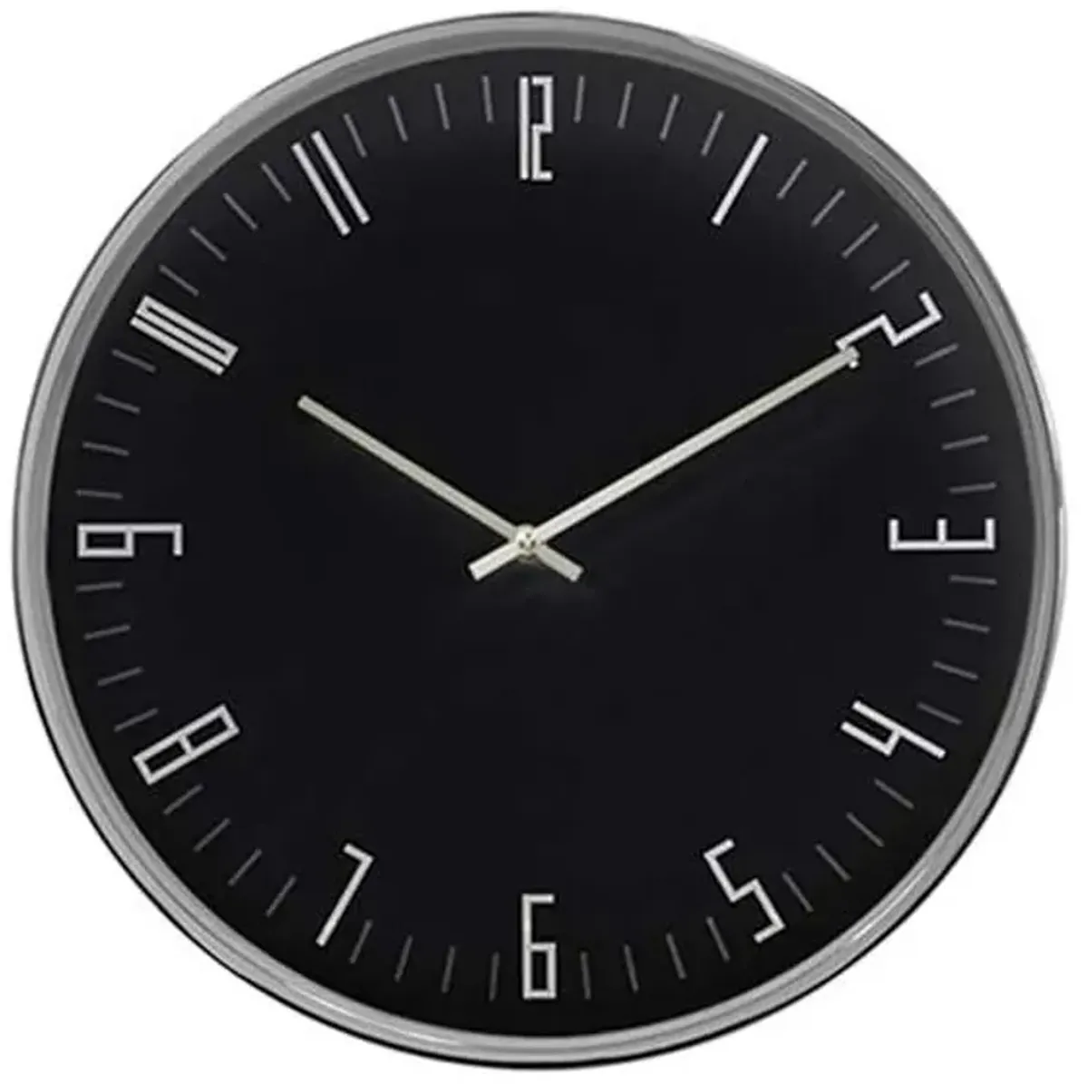 Black & Chrome Accent Round Wall Clock, 14"