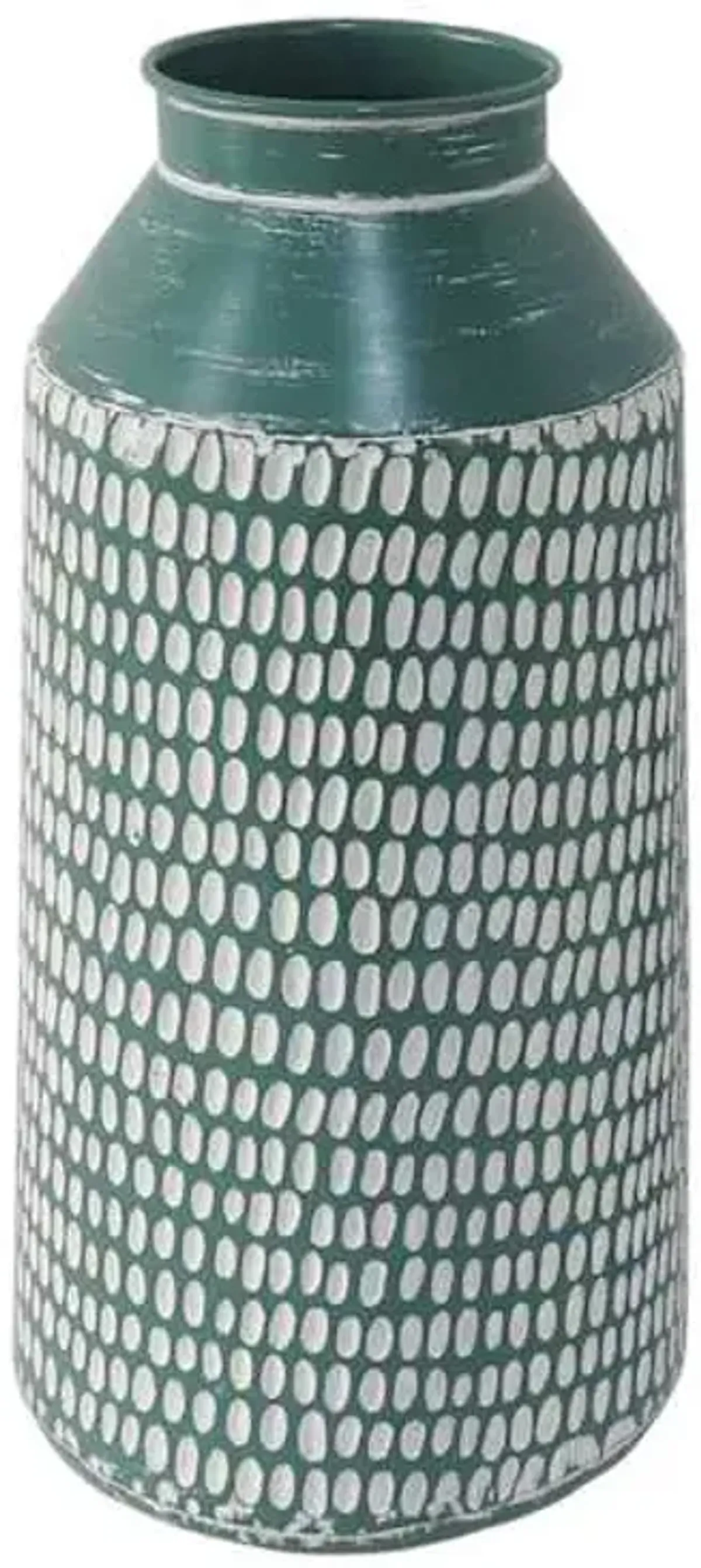 Tracey Boyd White & Green Metal Vase, 15.5"