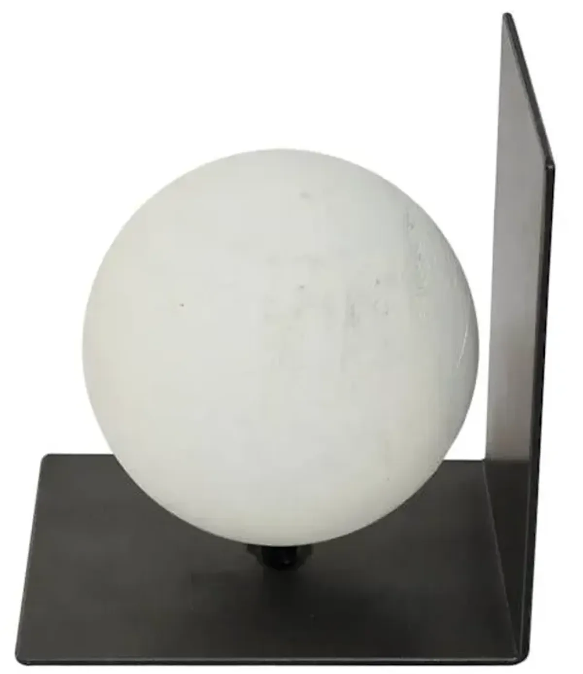 1-Piece White Wood & Metal Orb Bookend, 6"