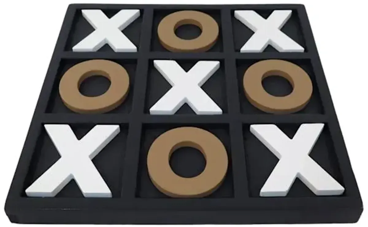 Black, Gold & White Tic Tac Toe Decor, 14"