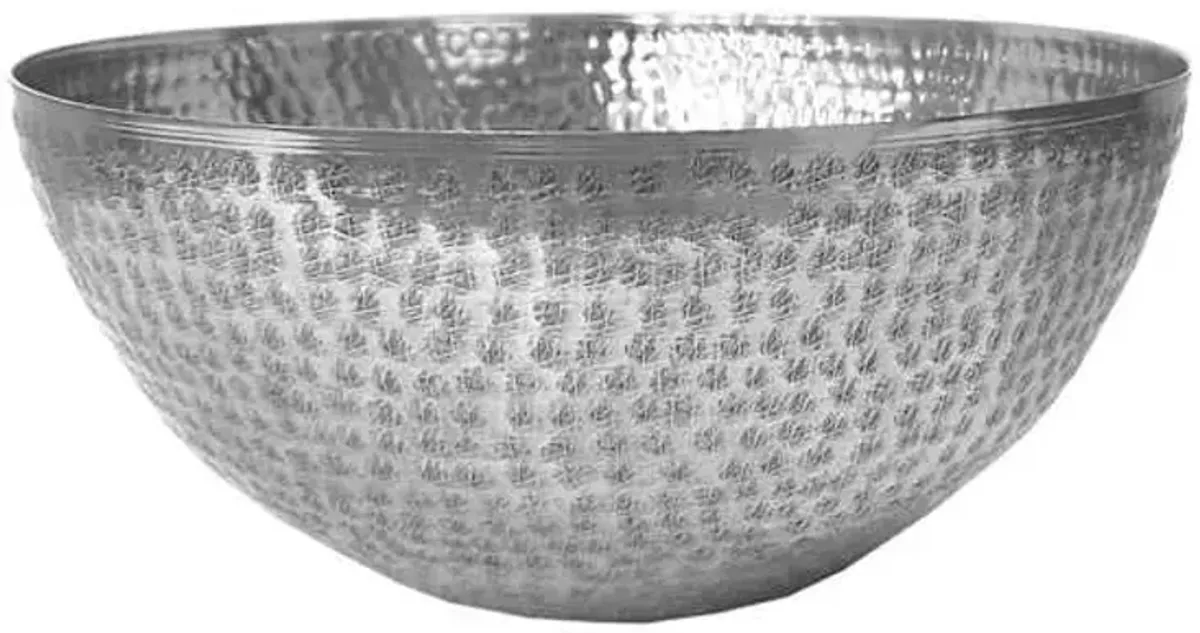 Hammered Silver Metal Fruit Bowl, 12"