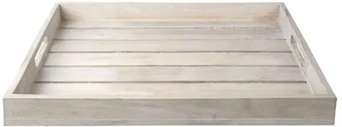 White Wooden Plank Decorative Tray
