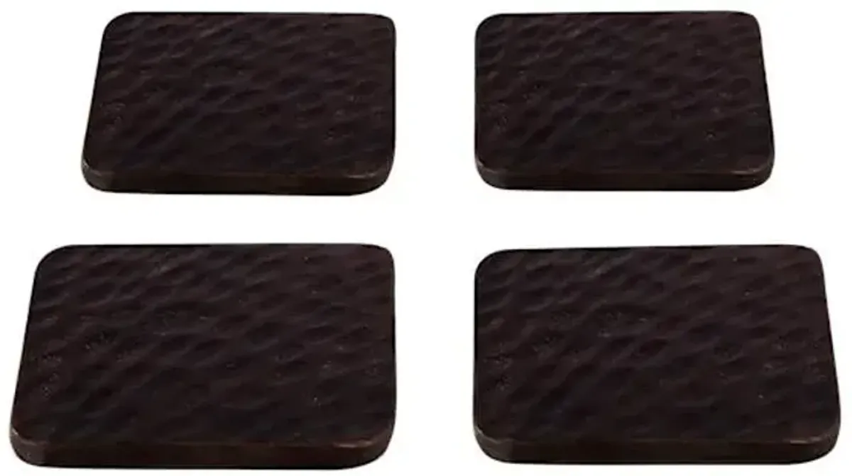 Set of 4 Hammered Wood Coasters