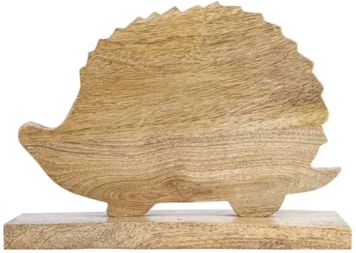 Wooden Hedgehog Figurine, 7"