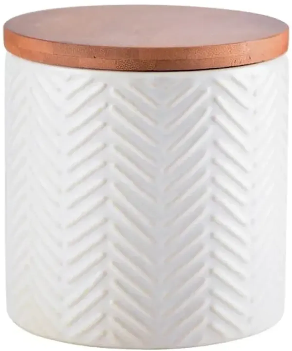 White Chevron Embossed Canister, 5"