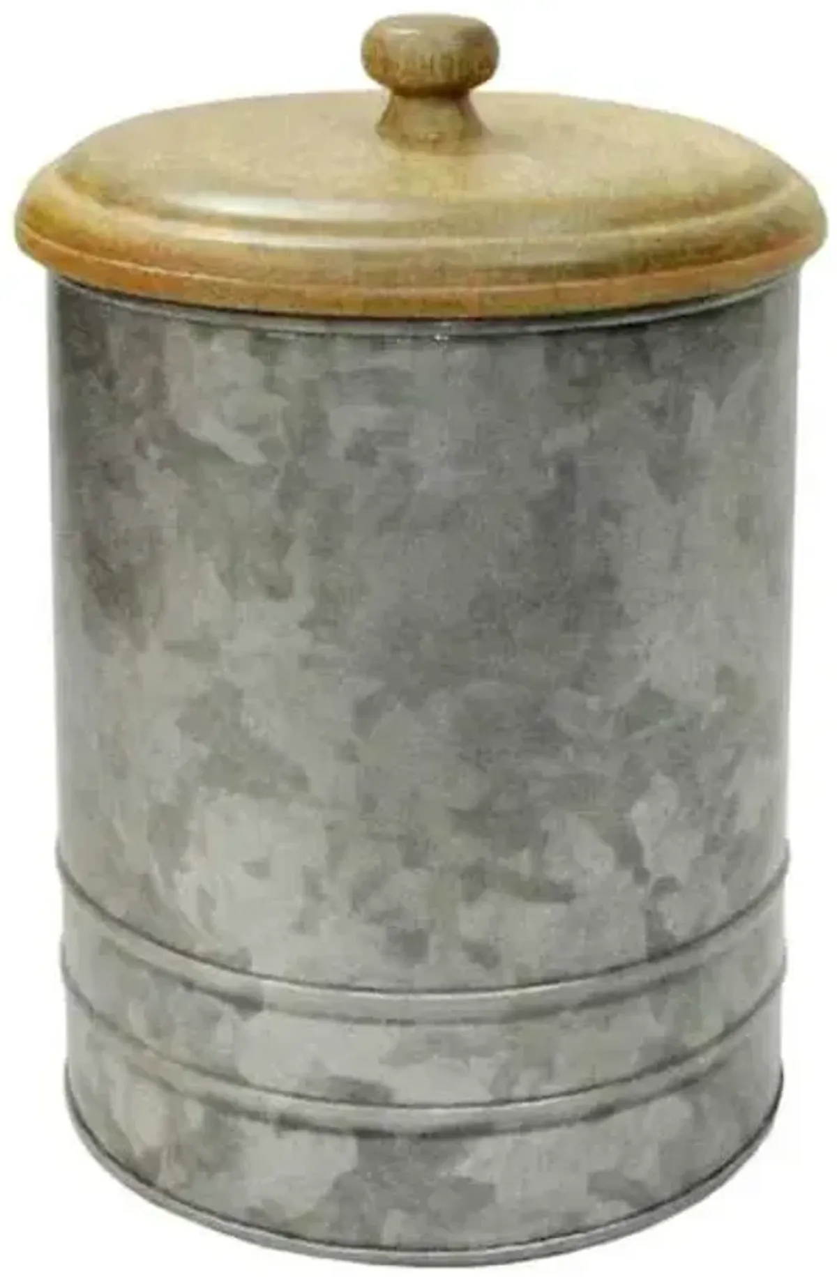 Galvanized Metal Canister with Wood Lid, Medium