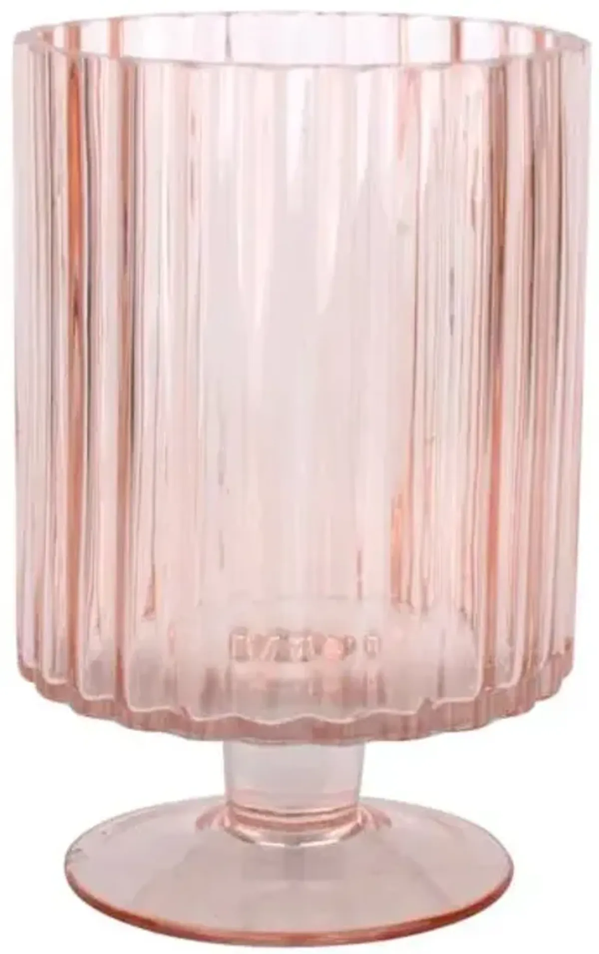Pink Glass Hurricane Candle Holder, 6"