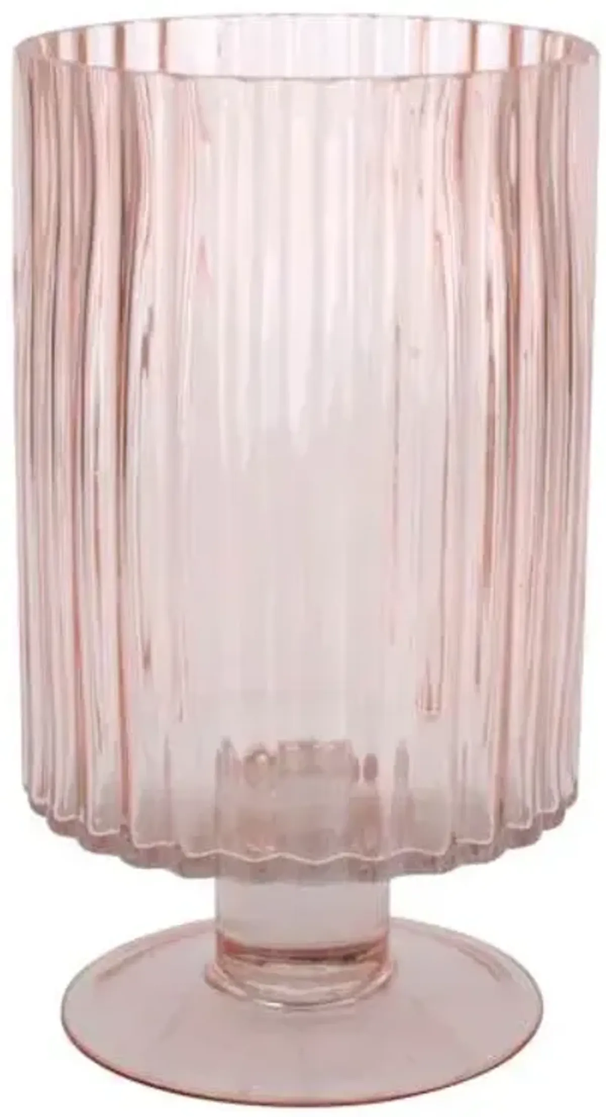Pink Glass Hurricane Candle Holder, 9"