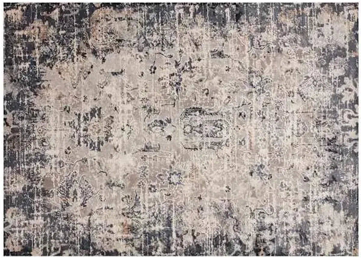 (D492) Honeybloom Muneer Blue & Beige Area Rug, 5x8