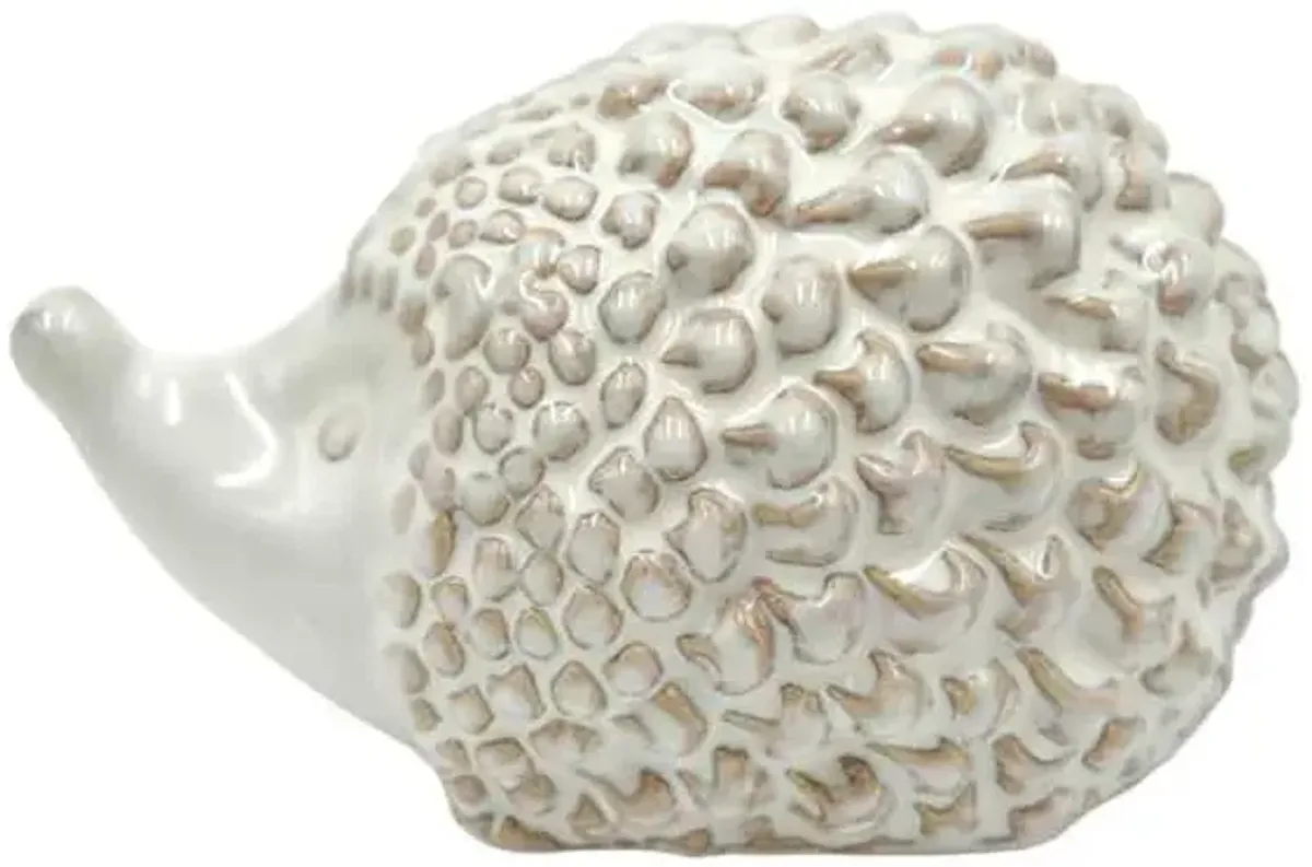 White Ceramic Hedgehog Decor, 6"